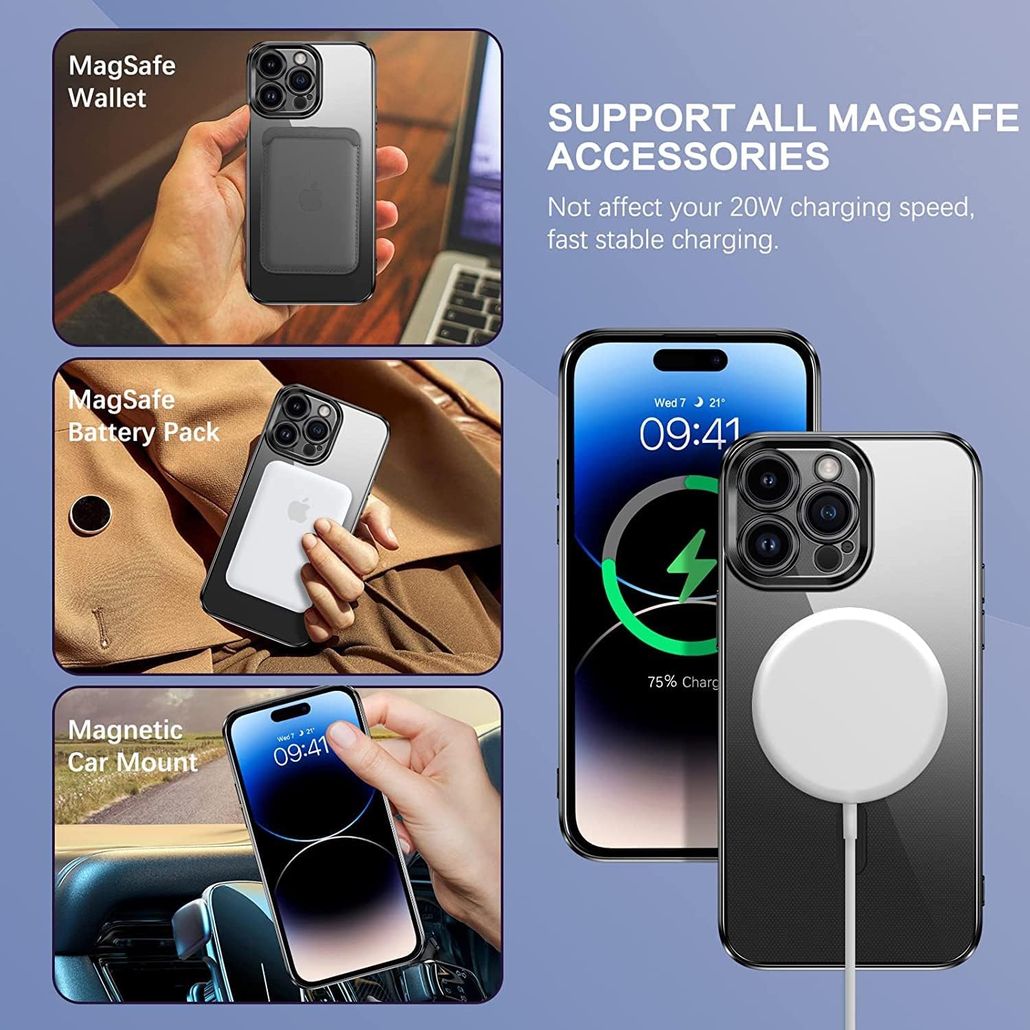 Husa din silicon cu margini metalizate Ultra-Soft, Luxury Magsafe, compatibila cu iPhone 15 Plus / Negru