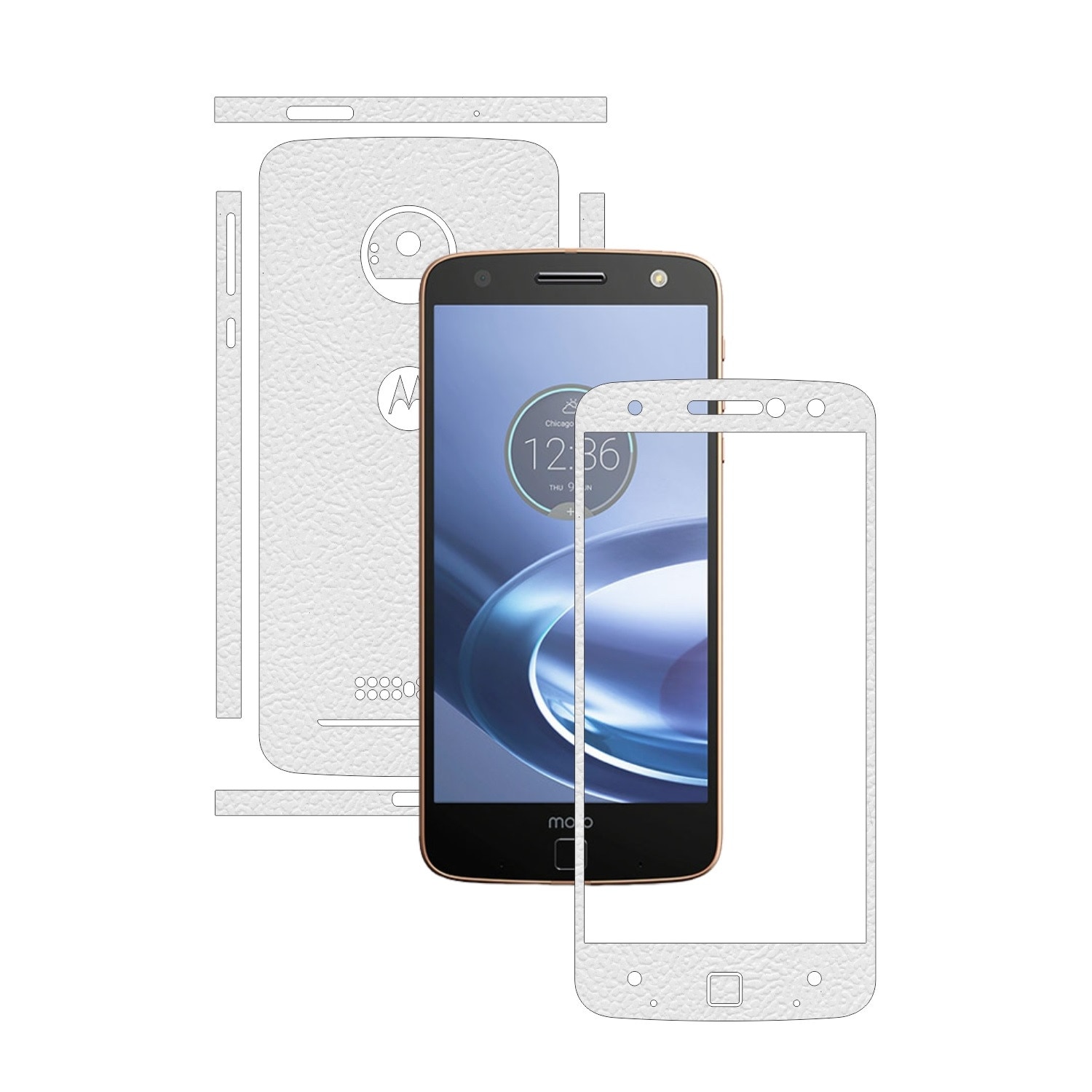Folie de protectie Carbon Skinz, Husa de tip Skin Adeziv pentru Carcasa, Piele Alba dedicata Motorola Moto Z Force