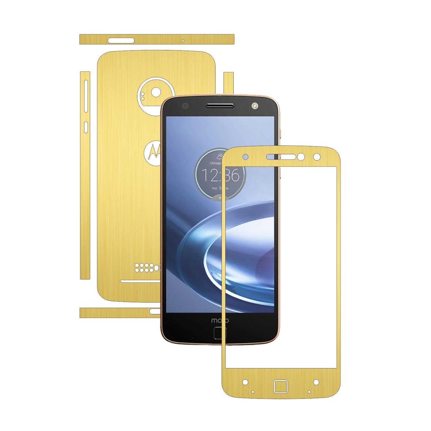 Folie de protectie Carbon Skinz, Husa de tip Skin Adeziv pentru Carcasa, Brushed Auriu dedicata Motorola Moto Z Force