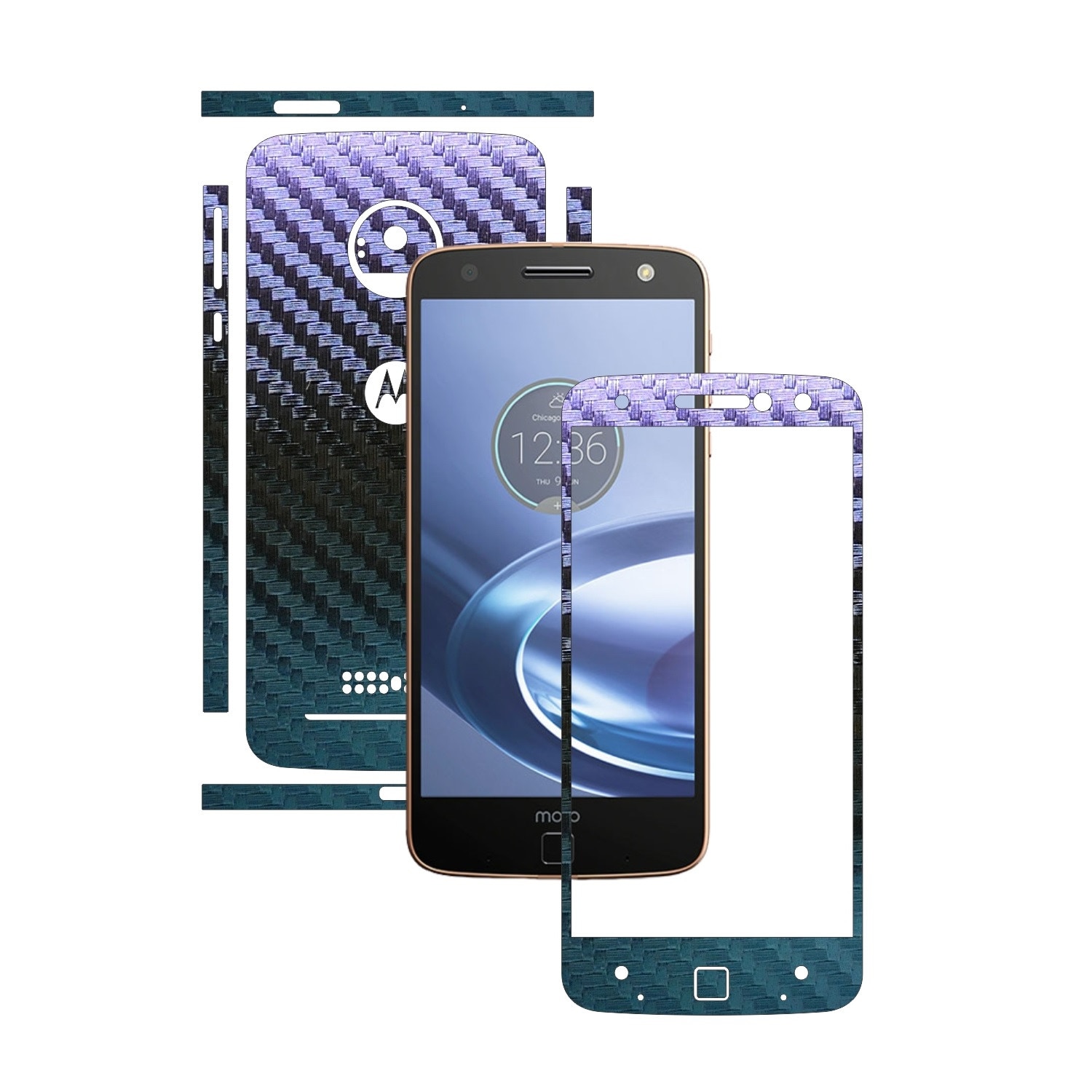 Folie de protectie Carbon Skinz, Husa de tip Skin Adeziv pentru Carcasa, Carbon Cameleon dedicata Motorola Moto Z Force