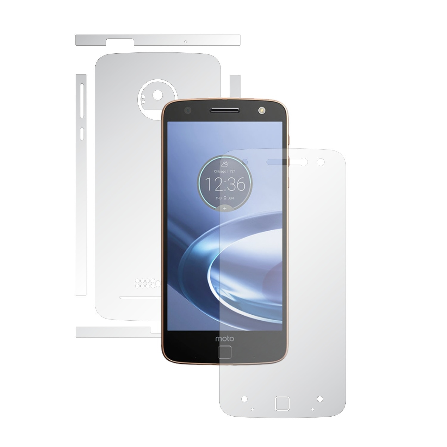 1 + 1 GRATUIT - Motorola Moto Z - Invisible Skinz HD - Folie Protectie Siliconica Ultra-Clear pentru Ecran,Carcasa Spate si Laterale, Husa Transparenta Full Body Cover Edge to Edge de tip Skin Adeziv