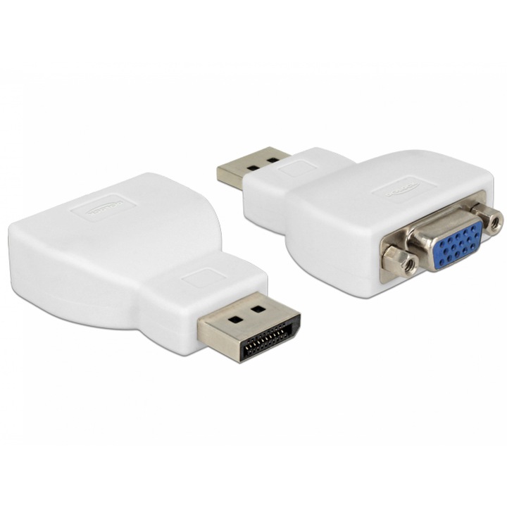 Адаптер Delock 65568, Displayport към VGA, Бял