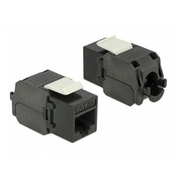 Modul Keystone RJ45 la LSA Cat.6A UTP Negru, Delock 86267 Modul Keystone RJ45 la LSA Cat.6A UTP Negru, Delock 86267