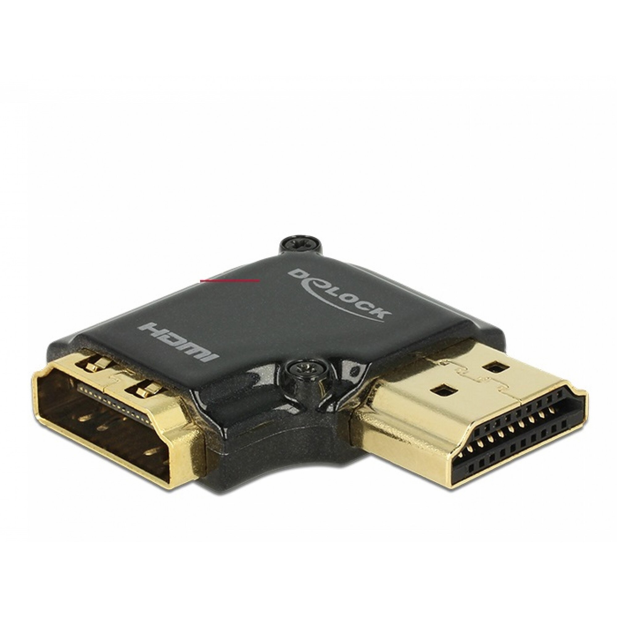 Adaptor HDMI-A T-M unghi 90 grade dreapta 4K carcasa metalica, Delock 65661