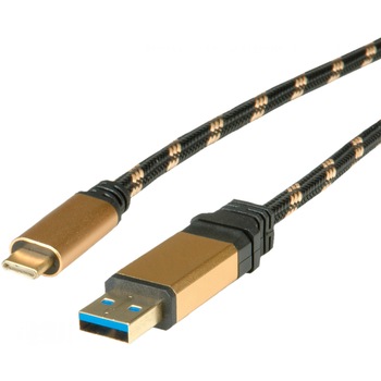 Cablu USB 3.1 la USB tip C T-T 0.5m Gold, Roline 11.02.9012 Cablu USB 3.1 la USB tip C T-T 0.5m Gold, Roline 11.02.9012