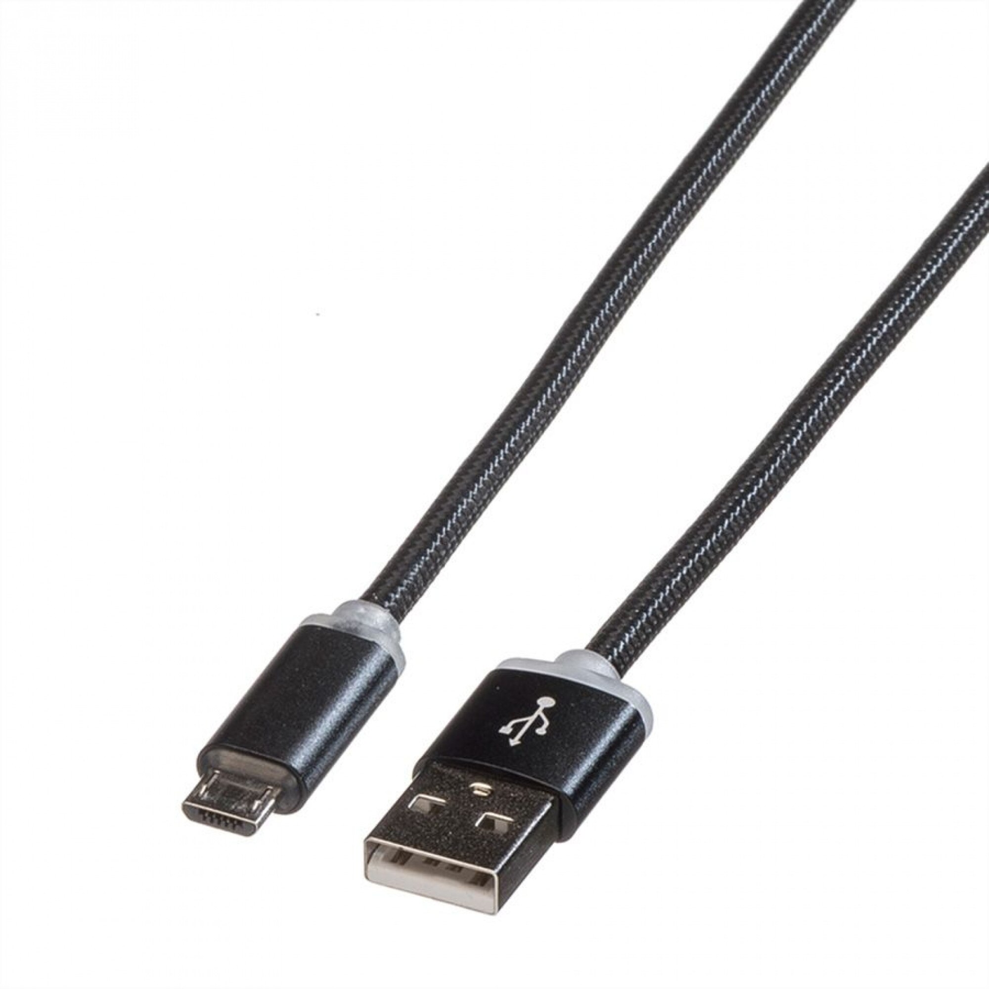 Cablu USB la micro USB cu indicator LED 1m Negru, Roline 11.02.8318