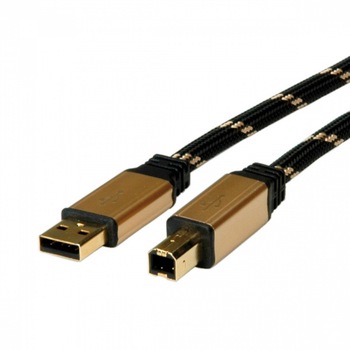 Cablu imprimanta USB 2.0 A-B T-T 3m Gold, Roline 11.02.8803 Cablu imprimanta USB 2.0 A-B T-T 3m Gold, Roline 11.02.8803