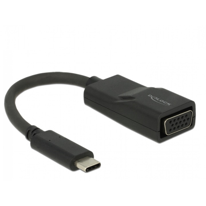 Adaptor USB tip C la VGA (DP Alt Mode) T-M Negru, Delock 62796