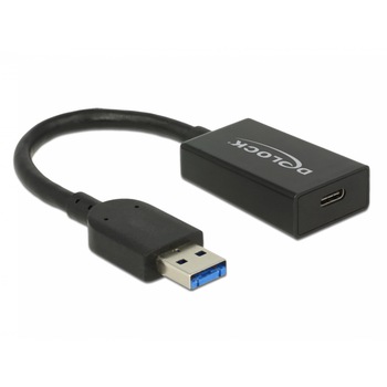 Adaptor USB 3.1-A la tip C T-M Activ 0.15m Negru, Delock 65698 Adaptor USB 3.1-A la tip C T-M Activ 0.15m Negru, Delock 65698