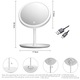 Oglinda cosmetica cu led pentru machiaj, Darklove, Iluminata 26 LED-uri, 3 tipuri de lumina, Intensitate reglabila, Touch switch, Rotire 90º, 500mAh, Reincarcare USB, Baza depozitare mare, Alb