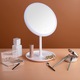 Oglinda cosmetica cu led pentru machiaj, Darklove, Iluminata 26 LED-uri, 3 tipuri de lumina, Intensitate reglabila, Touch switch, Rotire 90º, 500mAh, Reincarcare USB, Baza depozitare mare, Alb