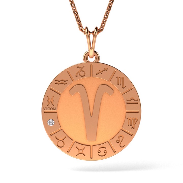 Верижка с висулка в розово злато модел Овен