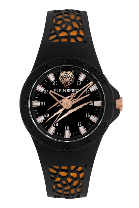 Plein Sport, Унисекс часовник със силиконова каишка, Черен, Оранжев