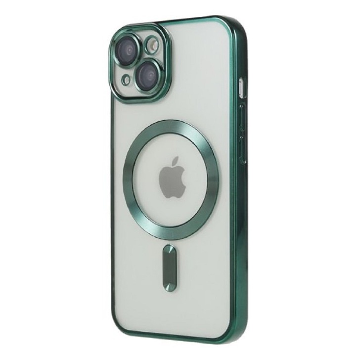 OEM Szilikon borítás Ultra-Soft fémezett élekkel, Luxury Magsafe, kompatibilis iPhone 15 / Green készülékkel