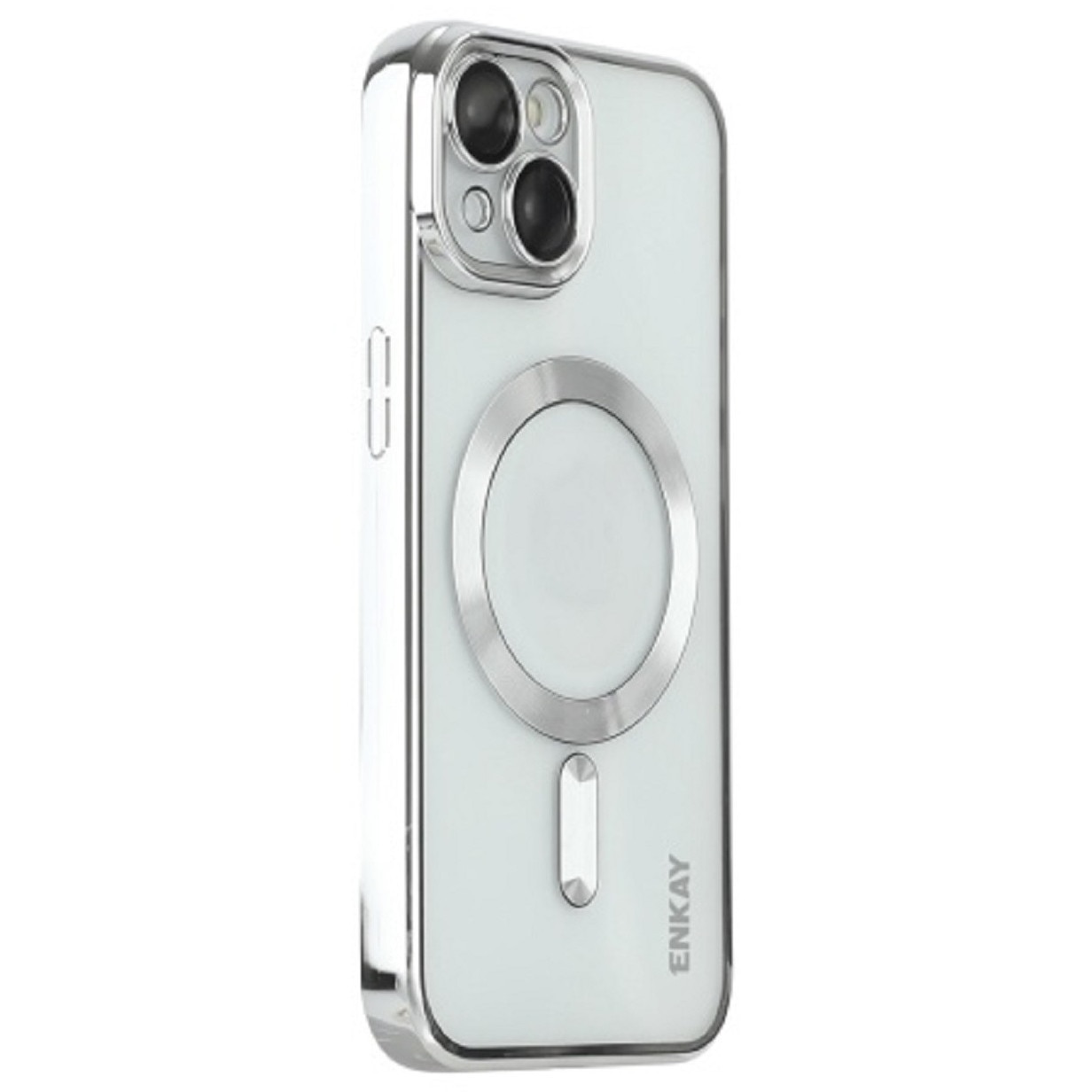 Husa din silicon cu margini metalizate Ultra-Soft, Luxury Magsafe, compatibila cu iPhone 15 / Argintiu