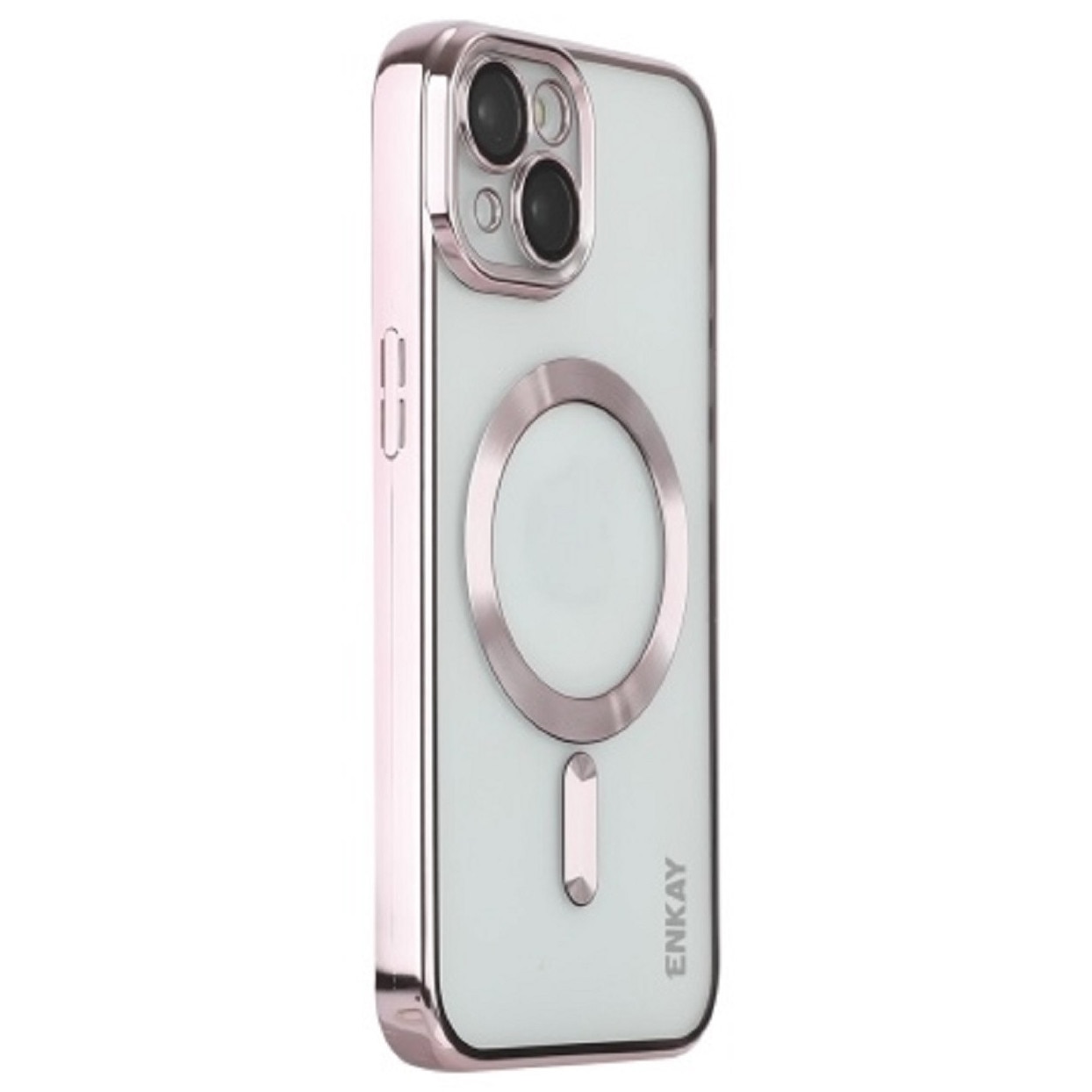 Husa din silicon cu margini metalizate Ultra-Soft, Luxury Magsafe, compatibila cu iPhone 15 Plus / Roz