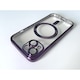 Husa din silicon cu margini metalizate Ultra-Soft, Luxury Magsafe, compatibila cu iPhone 15 Plus / Mov