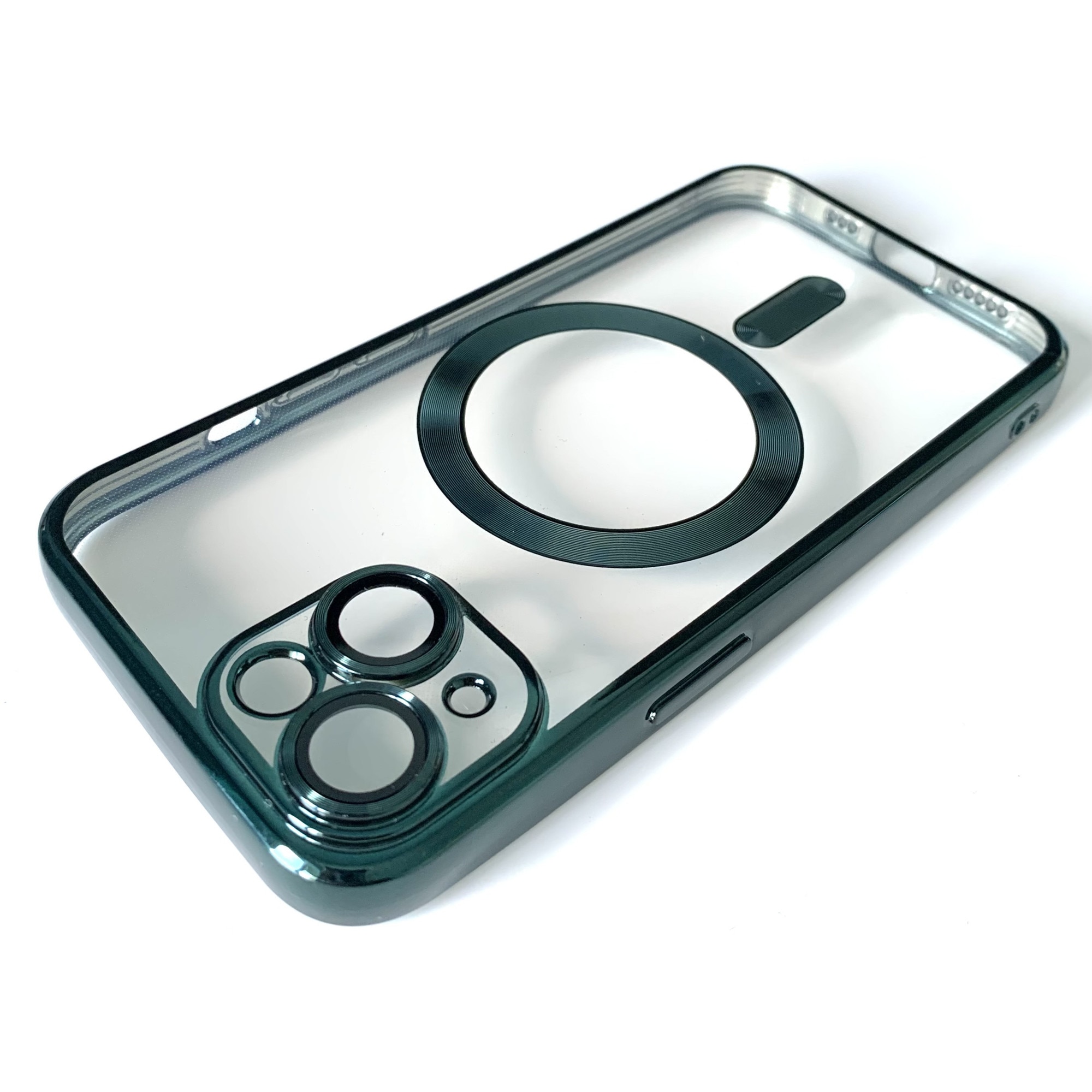 Husa din silicon cu margini metalizate Ultra-Soft, Luxury Magsafe, compatibila cu iPhone 15 / Verde