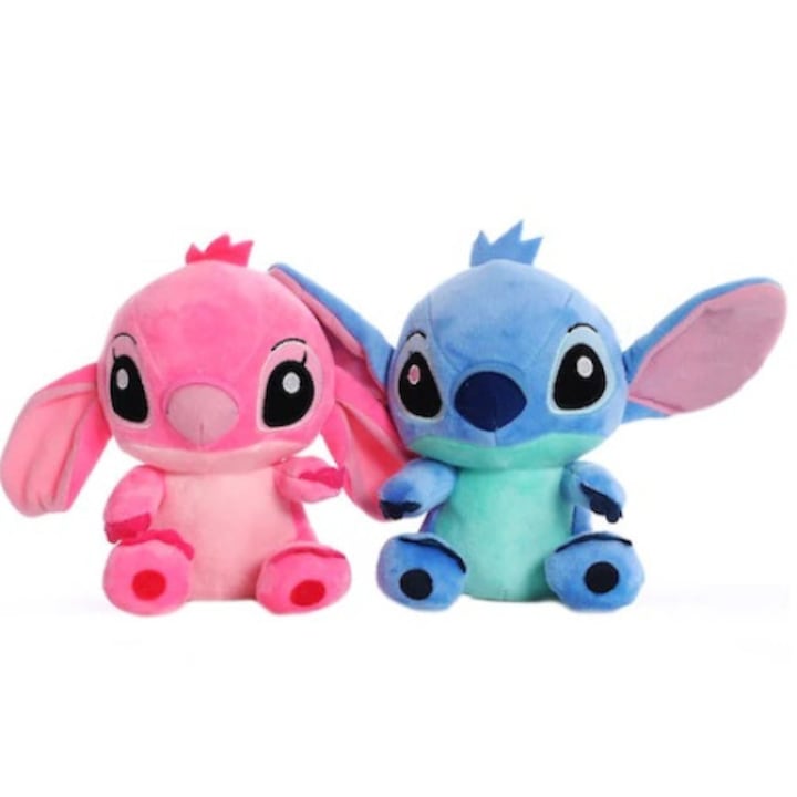 2 db plüss játék készlet - Lilo & Stitch, 26 cm, kék/rózsaszín