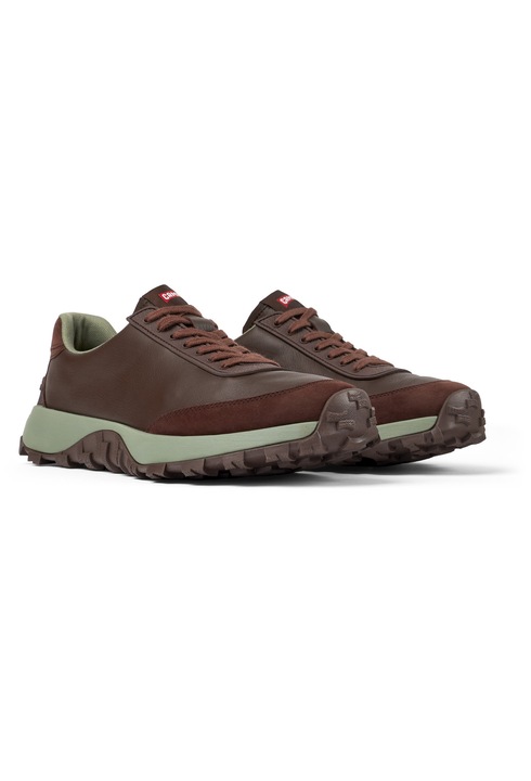 Camper, Pantofi sport Drift Trai din piele si piele nabuc, Visiniu, 41