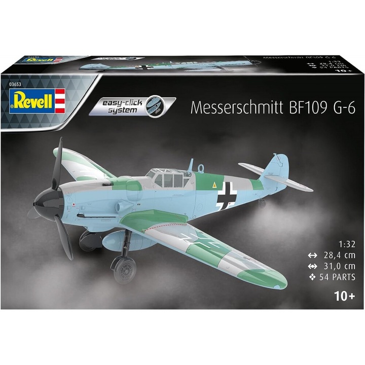 Macheta de asamblat, Revell, Avion Messerschmitt Bf109 G-6 Easy-Click, 54 piese