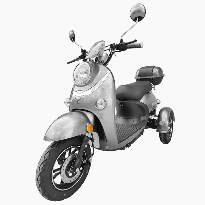 Elektromos robogó, 3 kerékkel, BN024 modell, 800 W-os motor, 20 AH akkumulátor - Ezüst