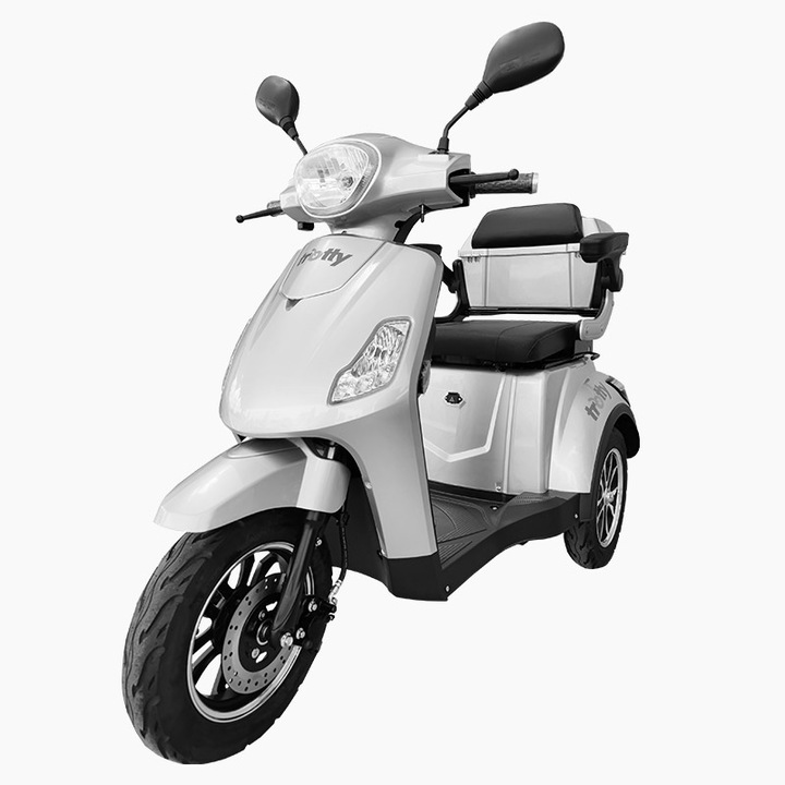 Elektromos robogó 3 kerékkel, BN0220 modell, 800 W-os motor, 20 AH akkumulátor - Ezüst