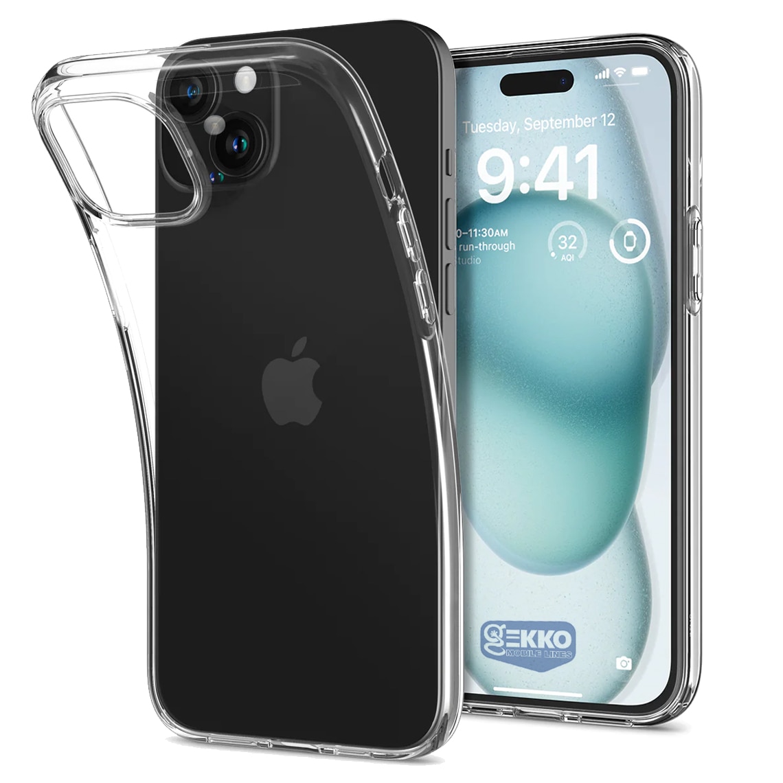 Husa pentru iPhone 15 - Clear, Ultrasubtire, din silicon gel, flexibila, puncte anti-condens la interior, 0.33mm, Transparenta, Gekko™