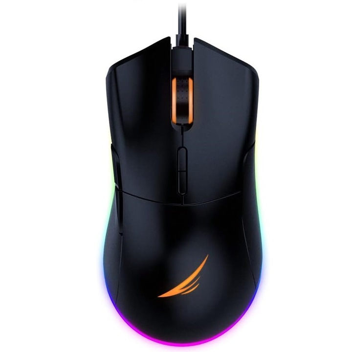Mouse Challenger USB RGB Gamer, FlowUP, 7 butoane programabile, Senzor 12400 DPI, Negru