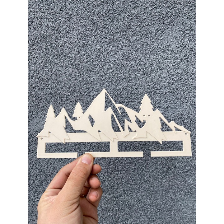 Suport medalii "MOUNTAIN ", iubitori de munte, alpinisti 11,5 x 27 cm alb ivory