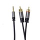 Аудио кабел за стерео жак, Basekit, жак 3,5 мм към 2RCA мъжки, 3 м, черен