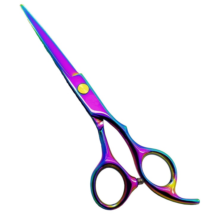 Foarfeca de tuns Regal Bliss ® pentru saloane, frizerie sau coafor, profesionala, cu lame ascutite, ideala in taierea parului si a varfurilor despicate, din otel inoxidabil cu o rezistenta excelenta, 16,5 cm, Multicolor