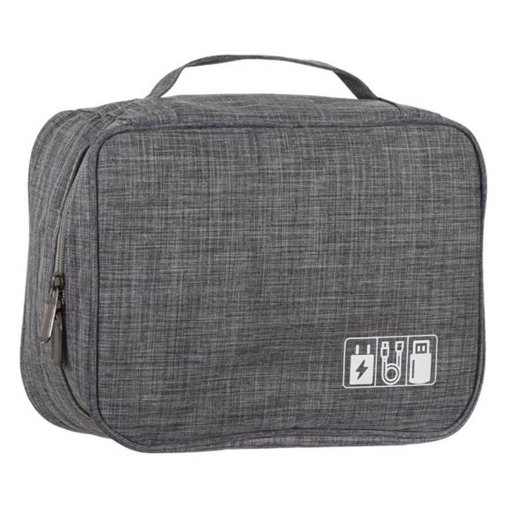 Geanta organizator pentru accesorii electronice poliester, gri, 25x19x10cm