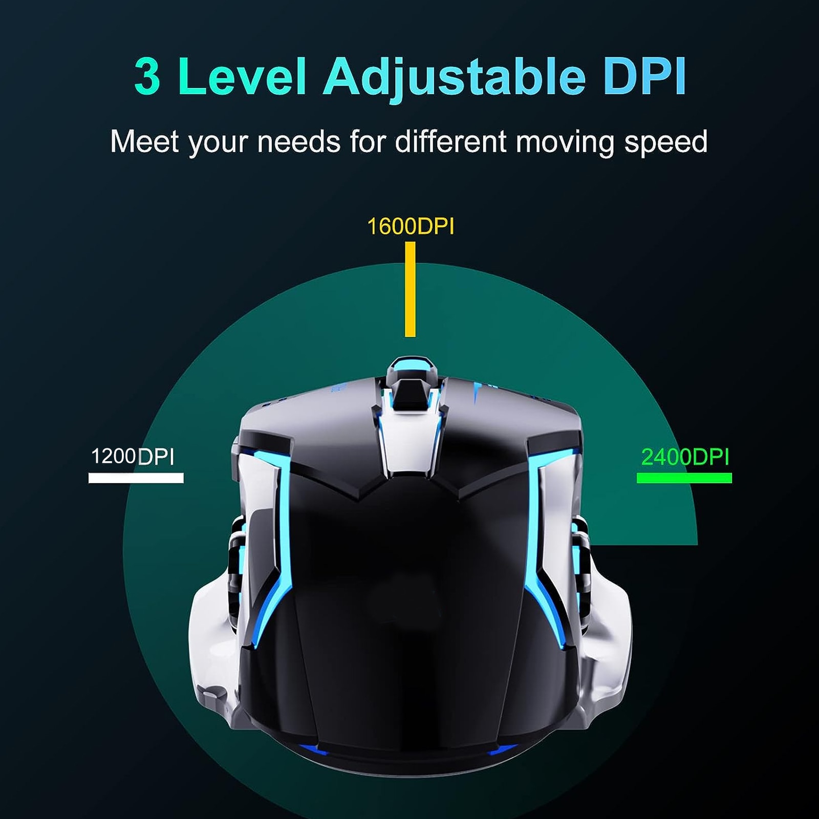 Mouse gaming wireless, Darklove, Reincarcabil USB, 7 culori cu LED