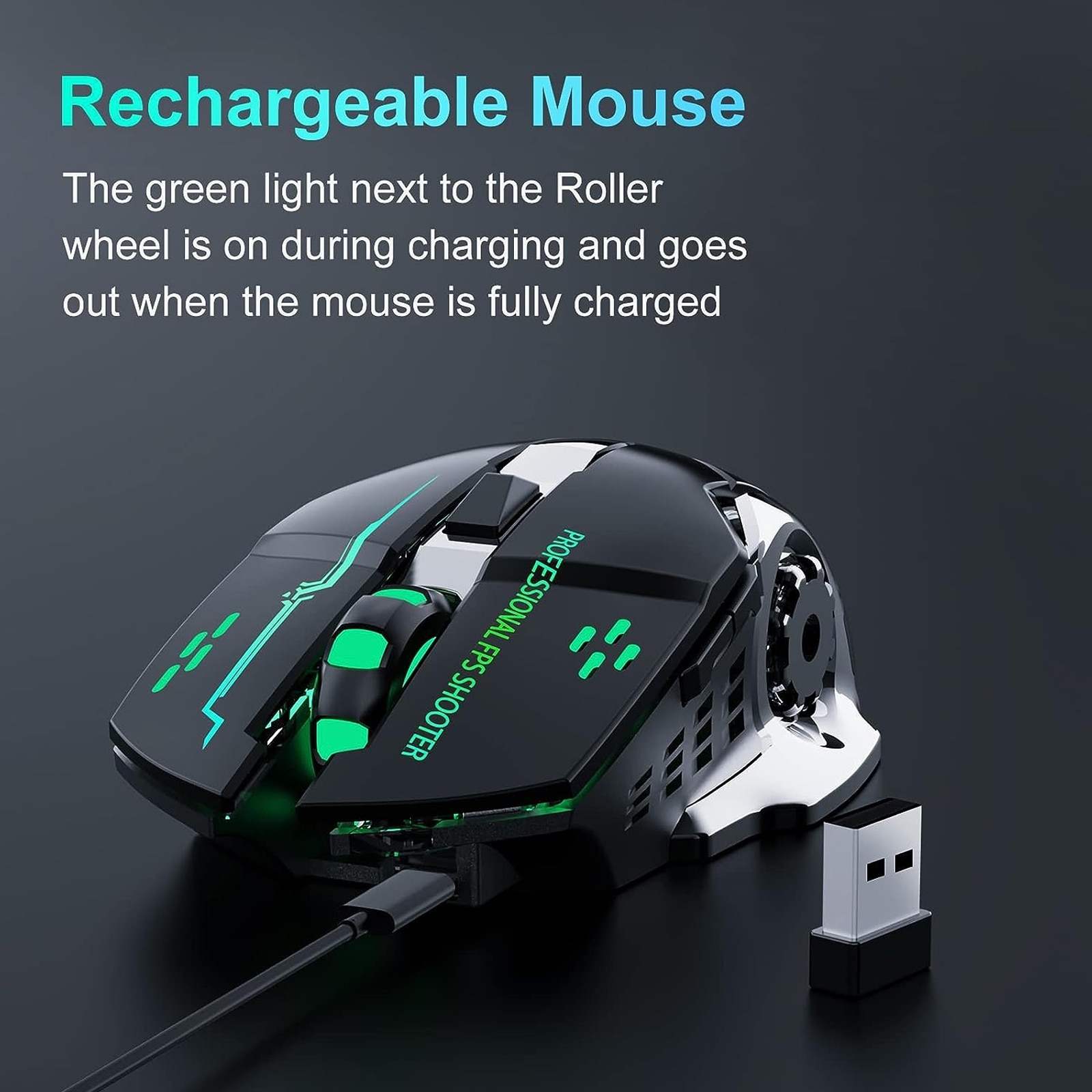 Mouse gaming wireless, Darklove, Reincarcabil USB, 7 culori cu LED