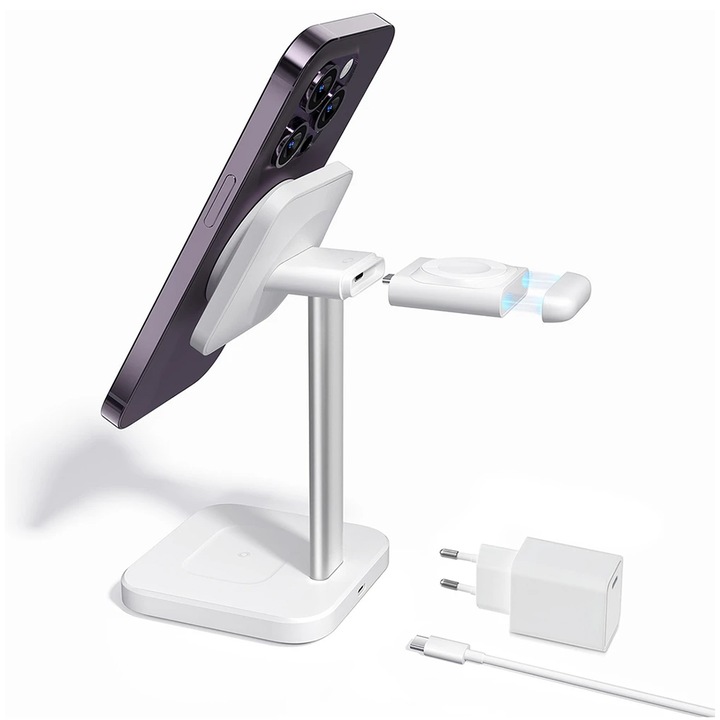 Safecharge Station, Съвместима с Apple със зарядно за преносим часовник, GEAR Protect, I43, Alumix, Arctic Snow