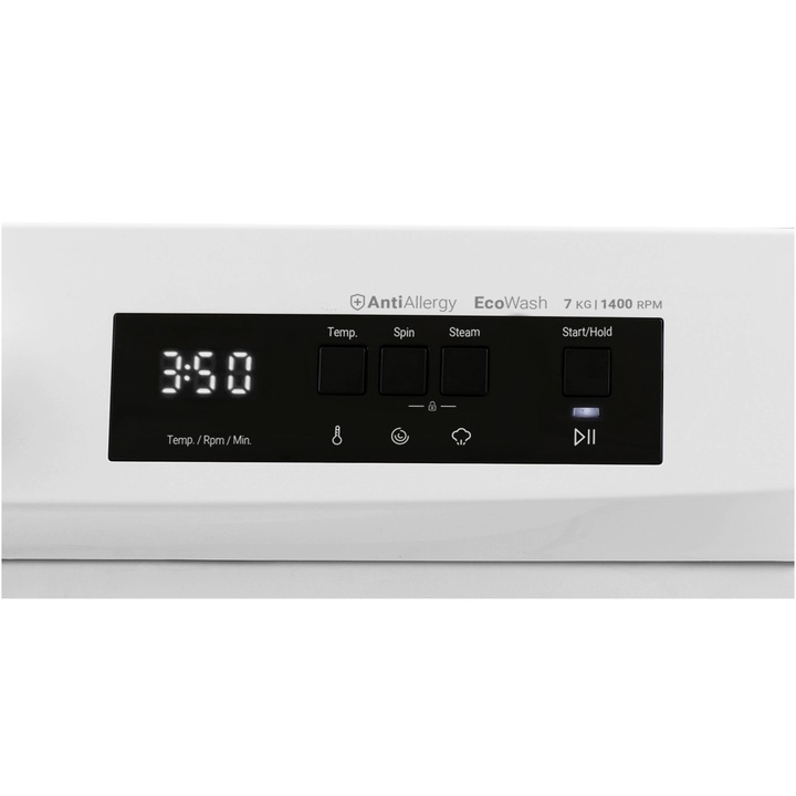 Masina de spalat rufe Daewoo DWD-FV2021-3, 7 kg, 1400 RPM, Clasa A, Motor inverter, Steam Wash, Drum Clean, Alb