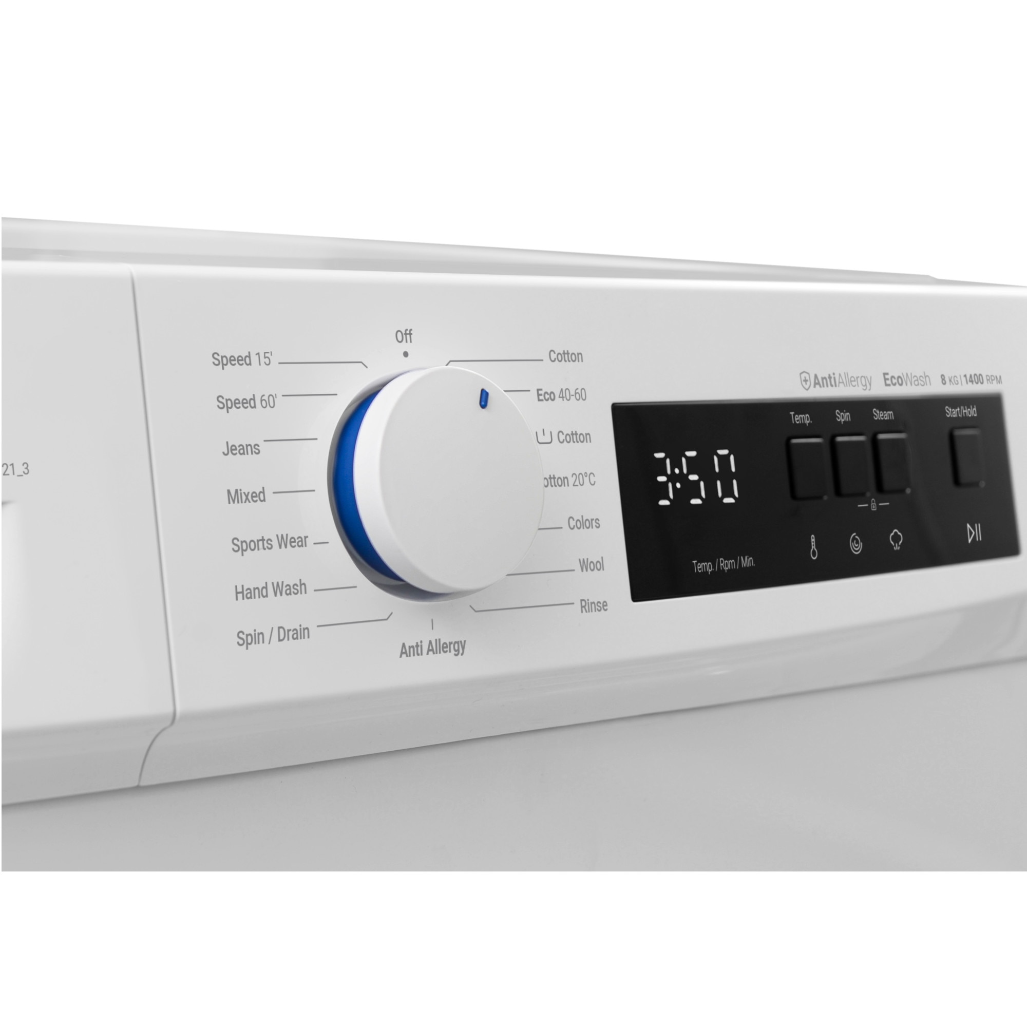 Masina de spalat rufe Daewoo DWD-FV5021-3, 8 kg, 1400 RPM, Clasa A, Motor inverter, Steam Wash, Drum Clean, Alb