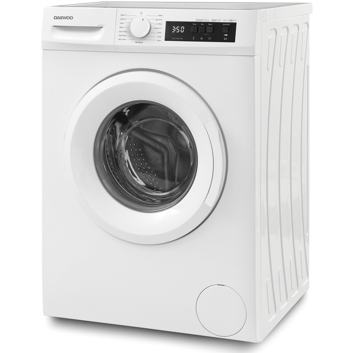 Masina de spalat rufe Daewoo DWD-FV5021-3, 8 kg, 1400 RPM, Clasa A, Motor inverter, Steam Wash, Drum Clean, Alb
