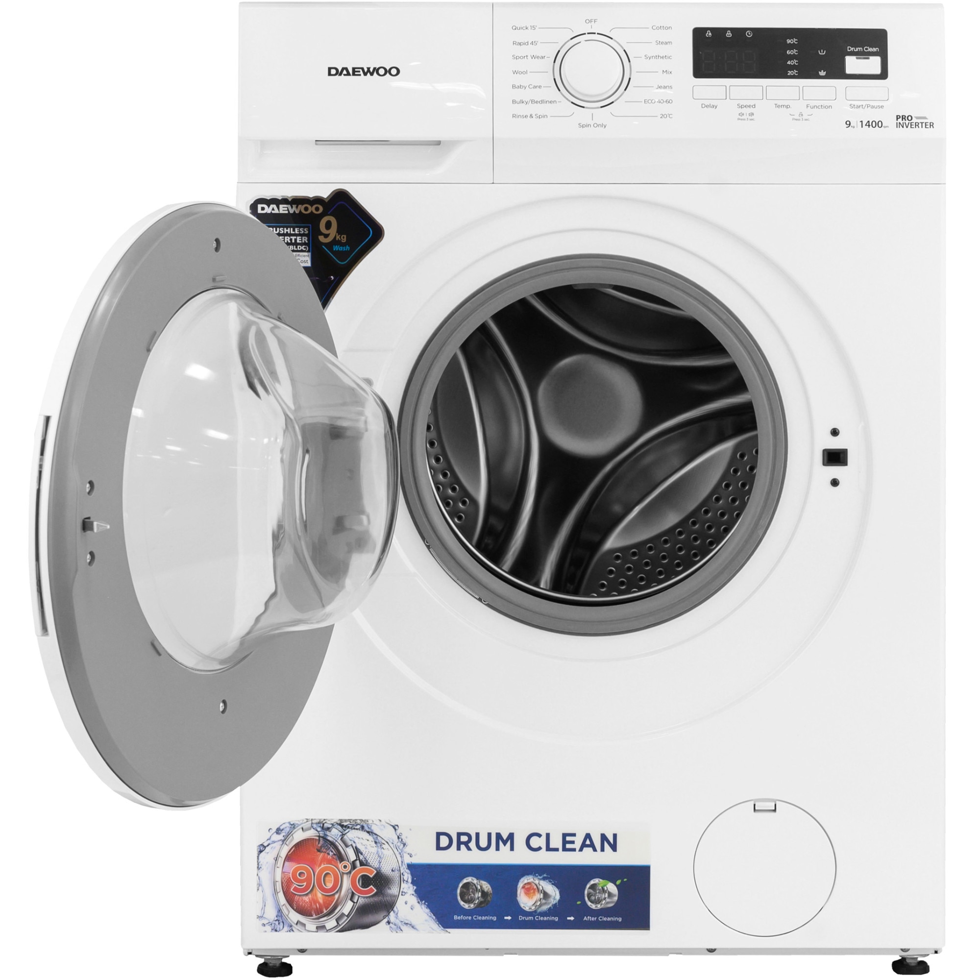 Пералня Slim Daewoo DWD-FV9021-4-Slim, 9 кг, 1400 об/мин, Инверторен ...