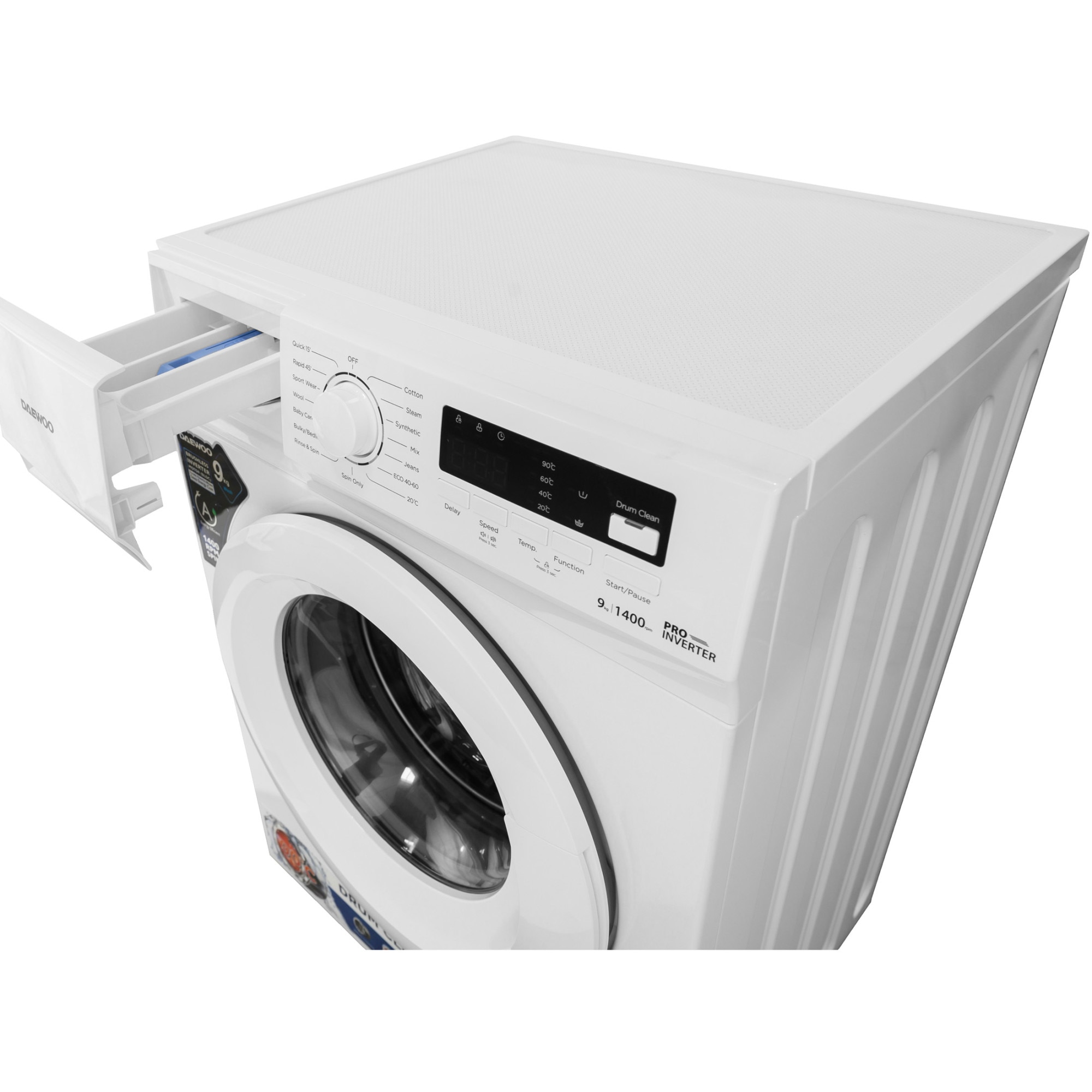 Masina de spalat rufe Slim Daewoo DWD-FV9021-4-Slim, 9 kg, 1400 rpm, Motor inverter, Clasa A, Alb