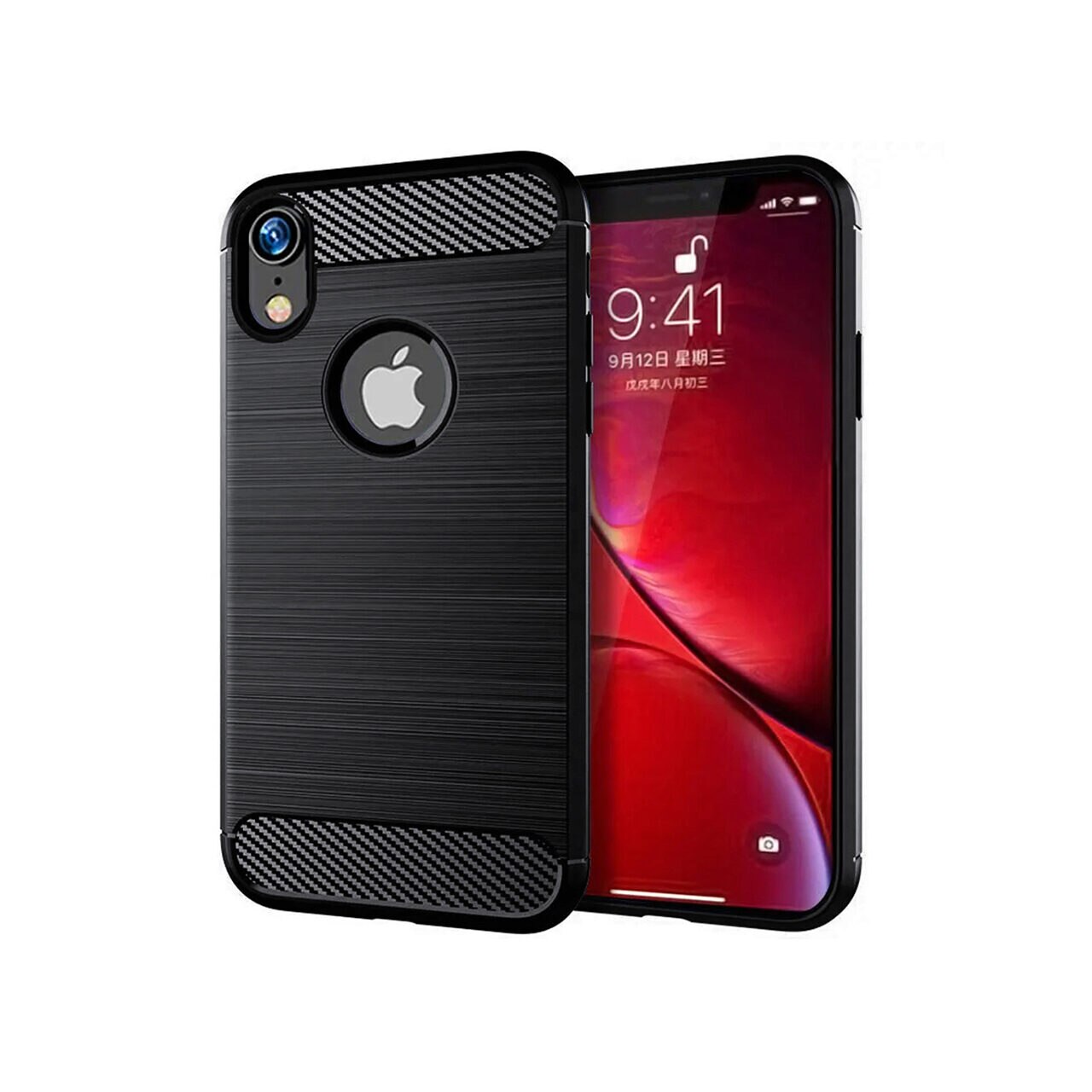 Husa pentru iPhone XR - Techsuit Carbon Silicone - Black