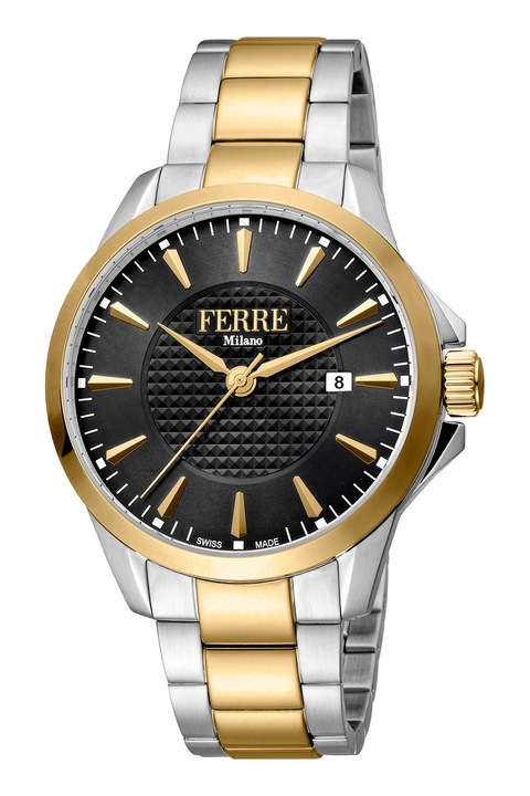 Ferre Milano, Часовник с двуцветен дизайн, Сребрист, Златист