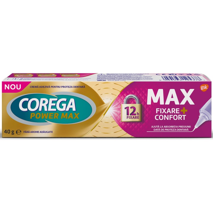 Crema adeziva pentru proteze Corega Max Fixare + Confort, 40 g