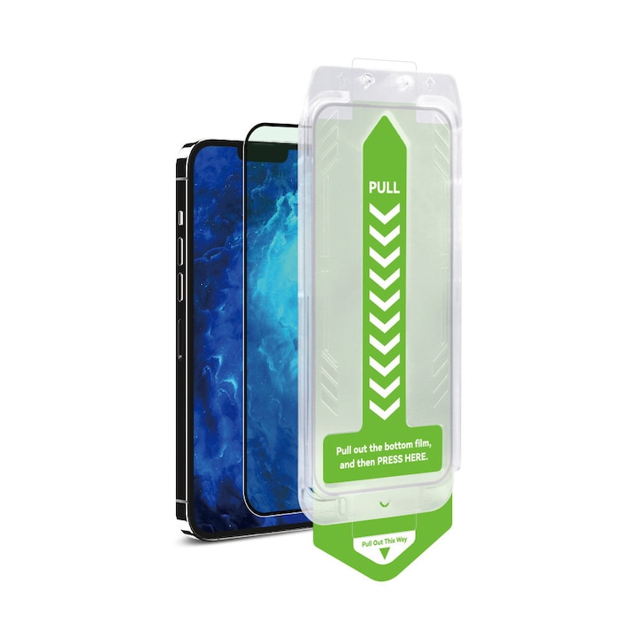 Стъклен филм със система за монтаж WOZINSKY Premium Glass 9H, съвместим с iPhone 15 Black