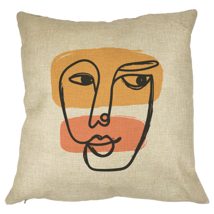 Dekoratív párna női arcmodell, 40x40 cm, levehető huzat, fújtató