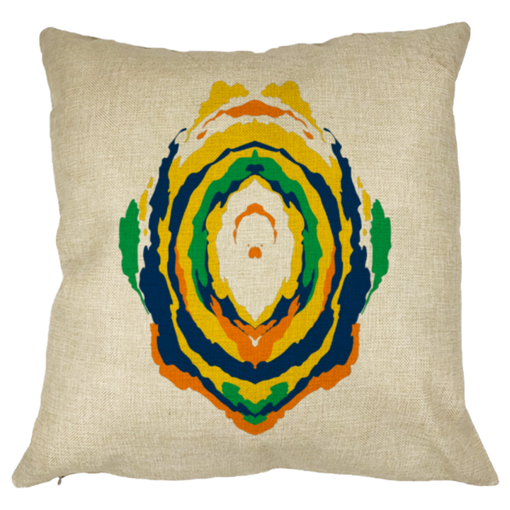 Dekoratív párna absztrakt modell, többszínű, 40x40 cm, levehető huzat, fújtató