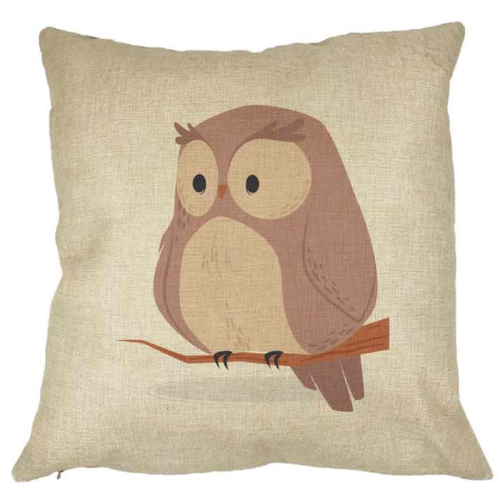 Bagoly dekoratív párna, 40x40 cm, Levehető huzat, Fújtató