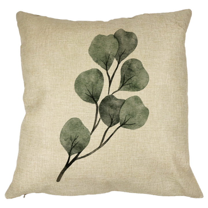 Dekoratív párna levélmintás, 40x40 cm, Levehető huzat, Fújtató