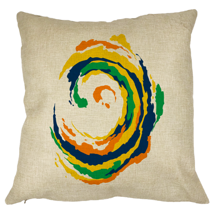 Spirál dekoratív párna, többszínű, 40x40 cm, levehető huzat, fújtató